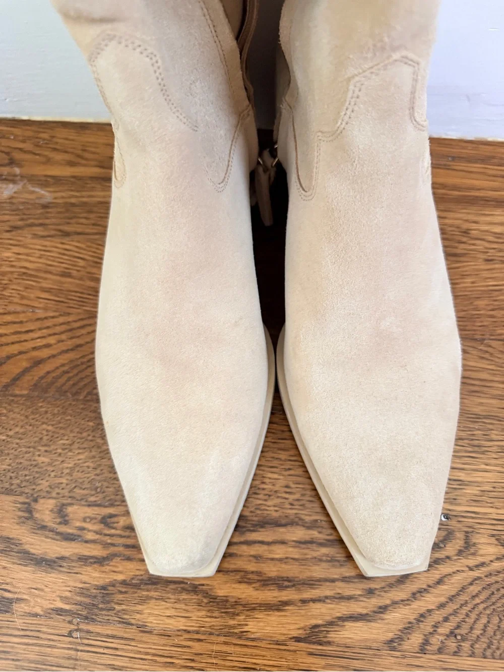 Women’s Knee-High Suede Boot in Beige